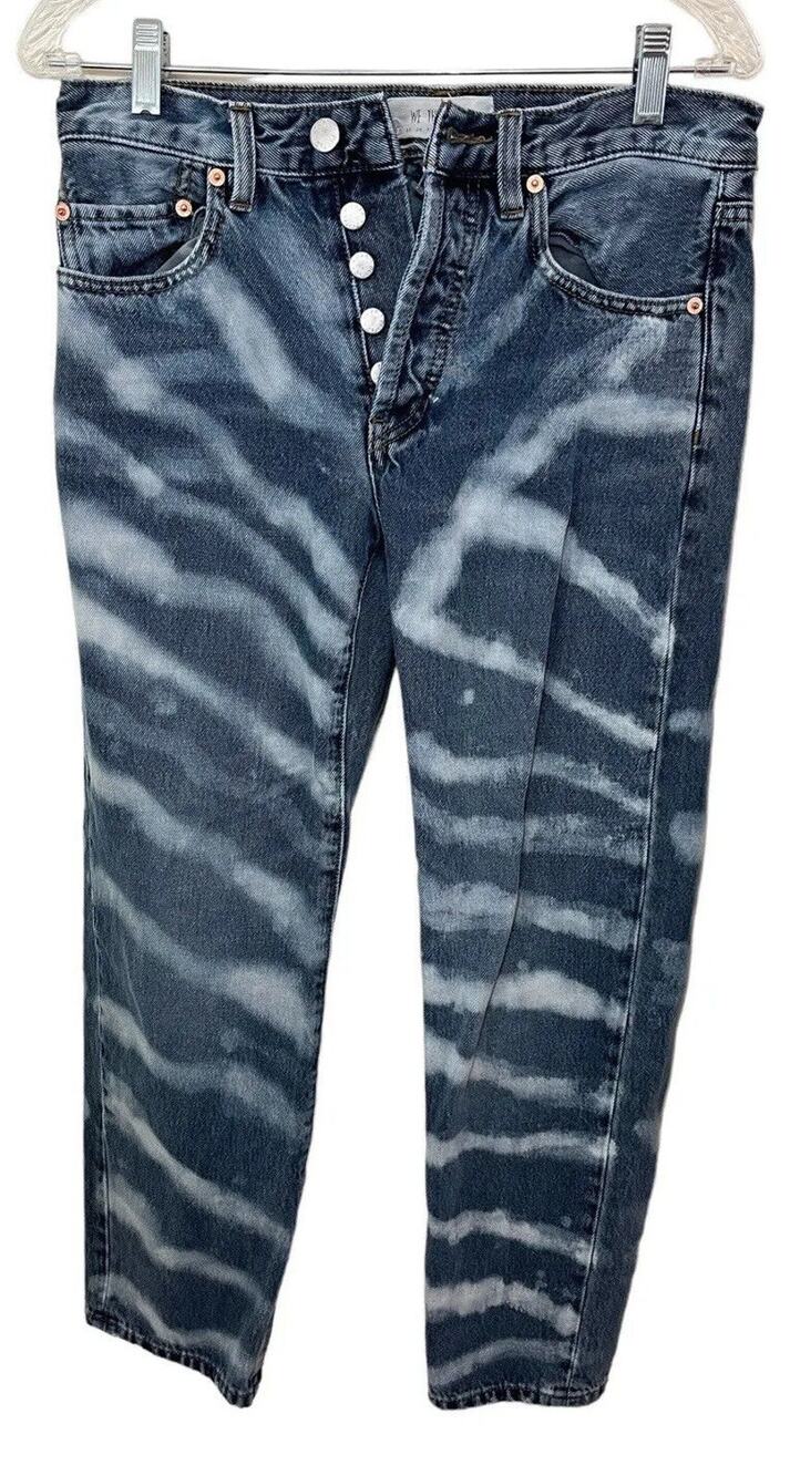 We the Free People Bleached Jeans Distressed Blue 24 Button Fly Mid-rise Y2K